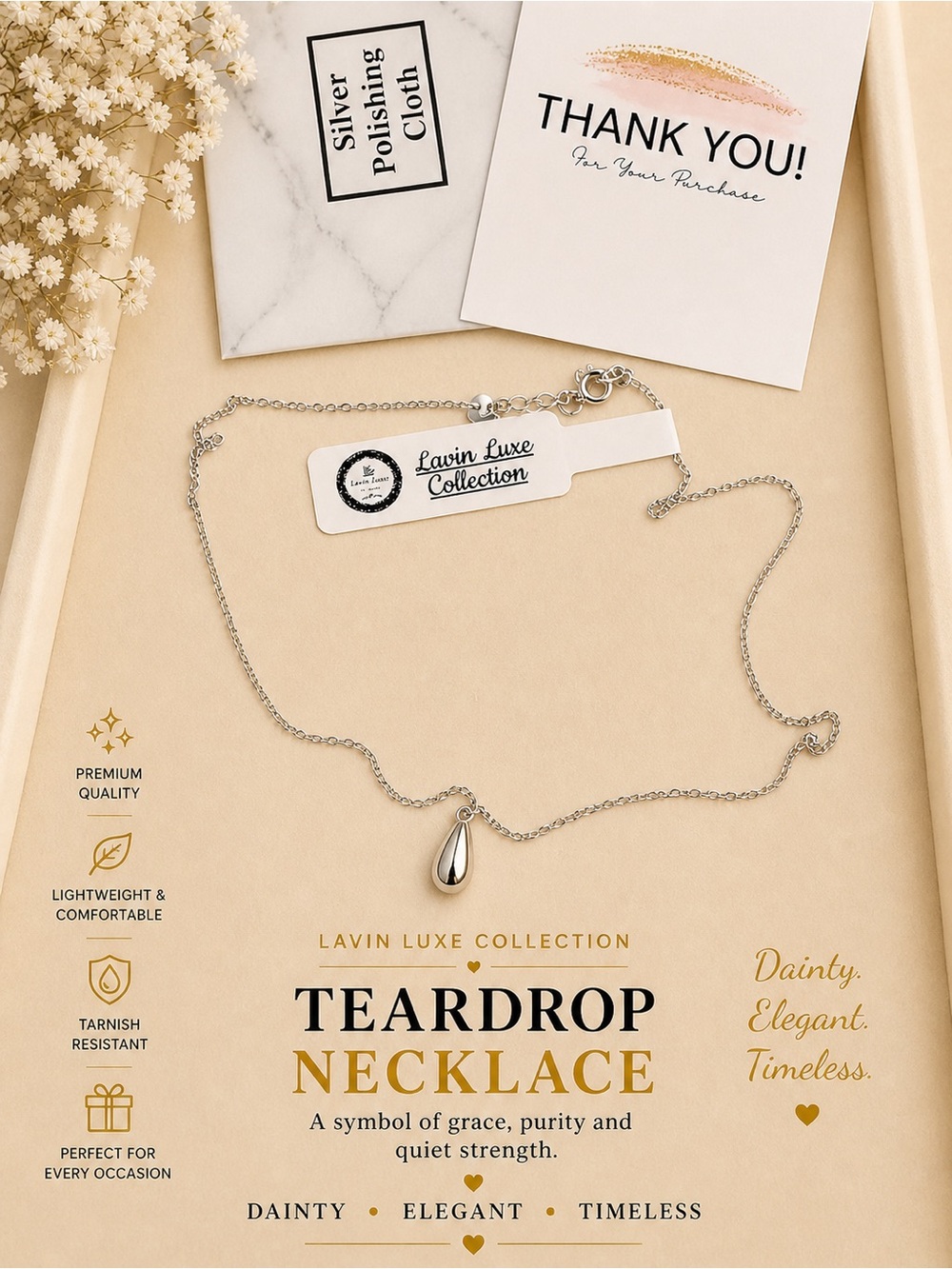 Silver Teardrop Necklace